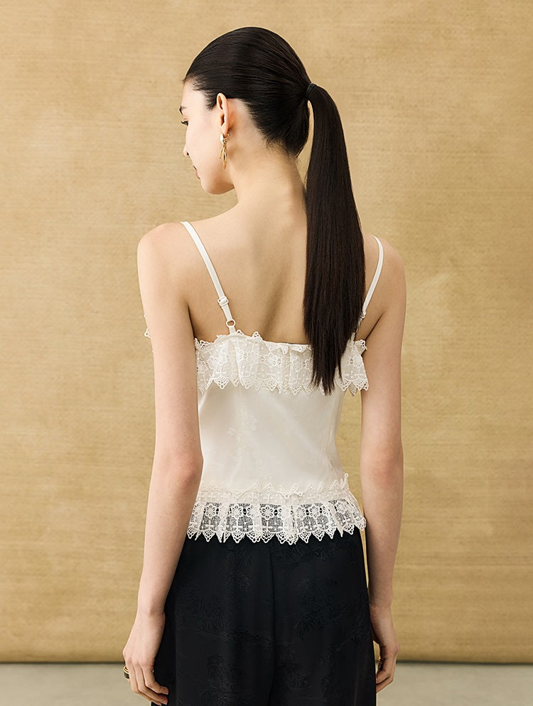 HECO Chinese High-end Acetate Lace Splicing Camisole - ZEPH.