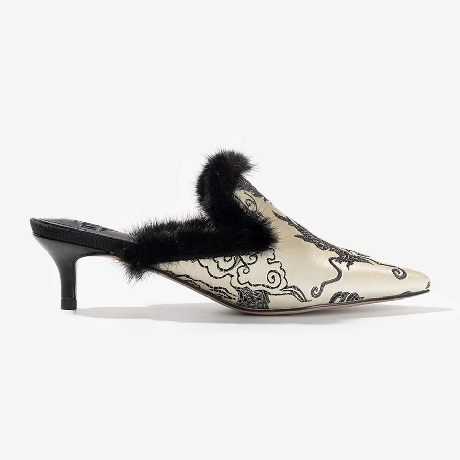 B-FEI New Chinese fur pointed toe heel-KAKA.