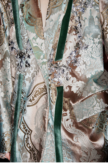 M essential Mackay designer vine pattern embroidery marble print jacket skirt suit- Eden.