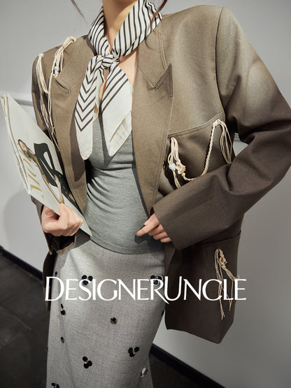 DGU "Sugu" khaki short jacket new commuter versatile small fragrant blazer - Felix.