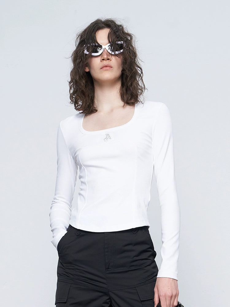 ANNAKIKIT LOGO Hot Diamond Large U-neck structure bolero Shirt-LEVI