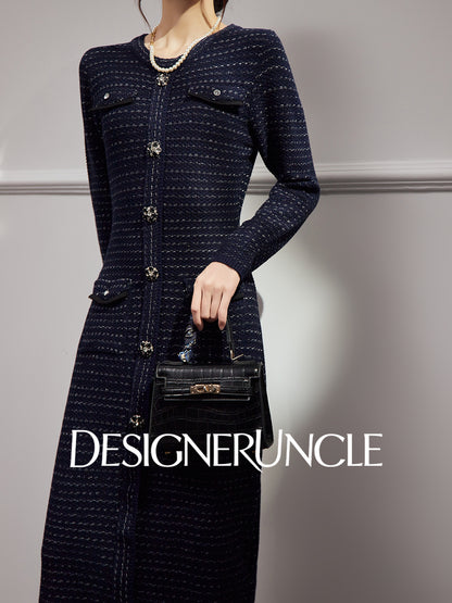 DGU "Gilded Blue" new French fragrance style slimming royal blue dress - Joseph.