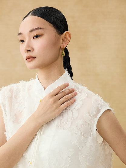 HECO Chinese Style Stand-up Collar Cut Flower Sleeveless Shirt - HELD .