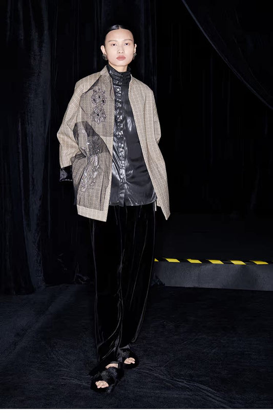 M essential Mackay designer brand embroidered new Chinese cardigan top - grunt.