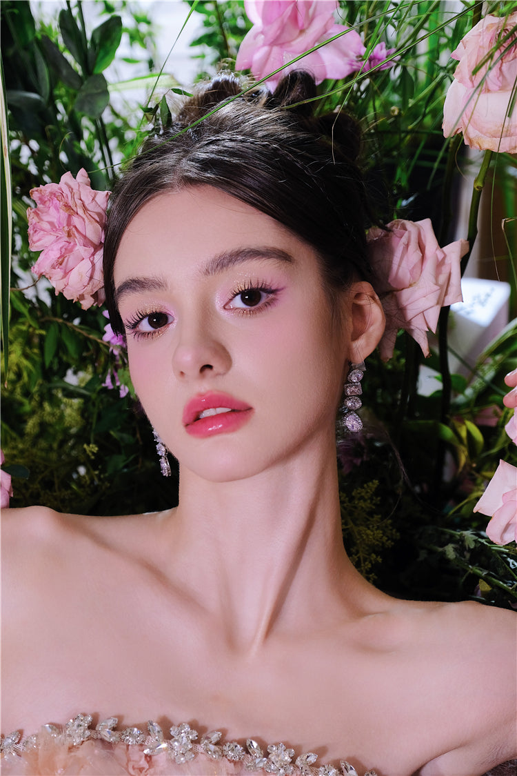 Wardrobes by Chen Luxury Diamond Drop Tassel Earrings-Moyo