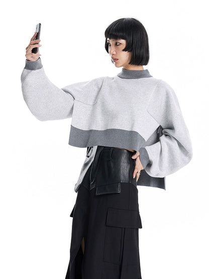 TINY IN BIG SLEEVE TWO WEAR SHORT SWEATER-ZUKO