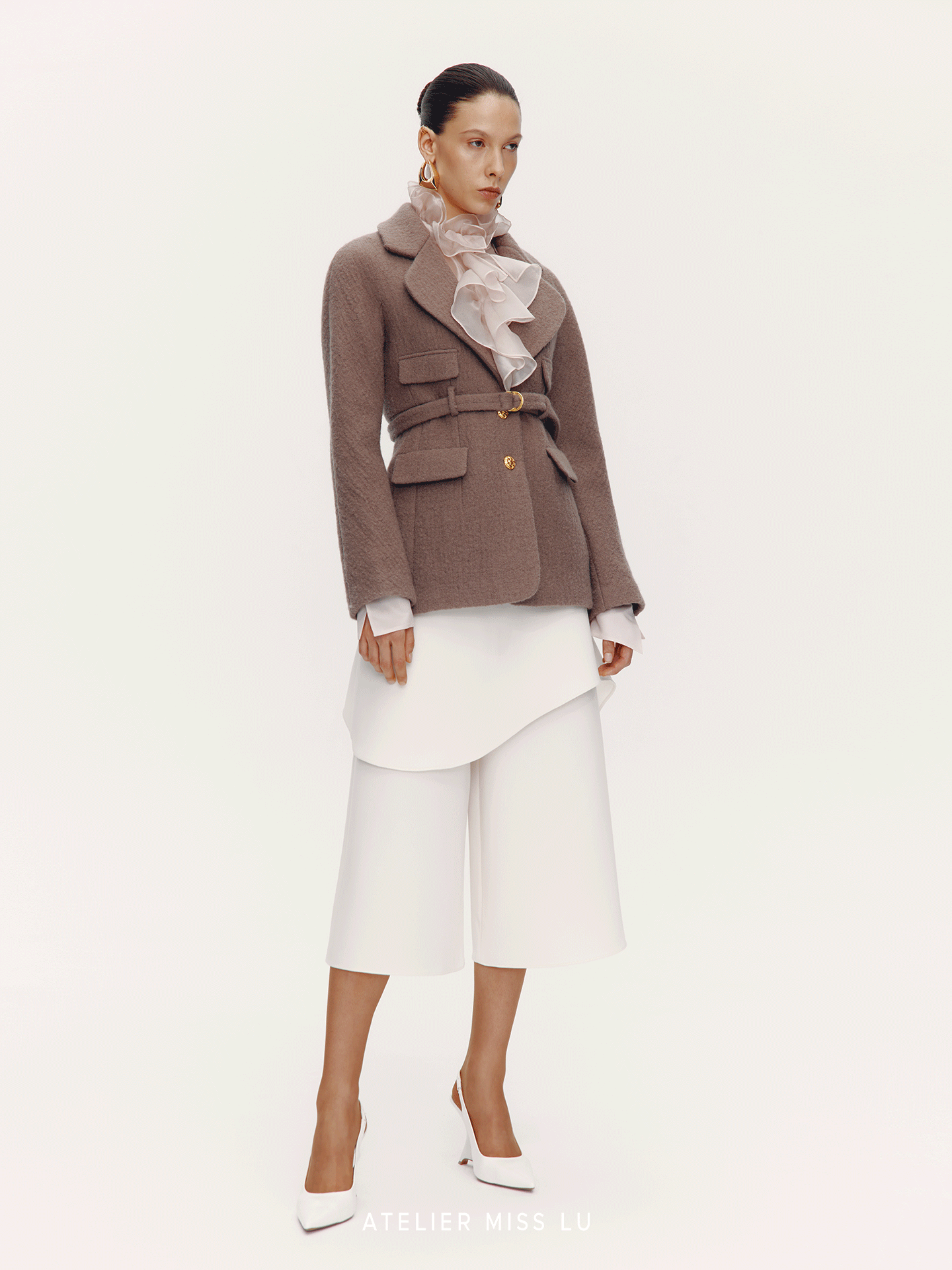 ATELIER MISS LU vintage lapel shape sheep wool blazer - PALAD.