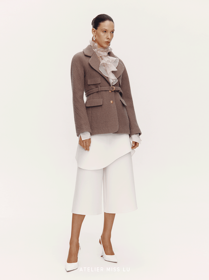 ATELIER MISS LU vintage lapel shape sheep wool blazer - PALAD.