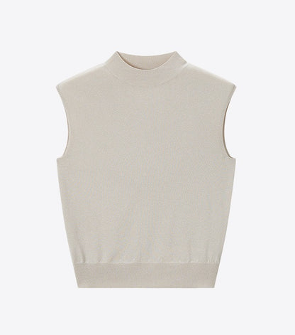 COMME MOI small cap sleeve semi-high neck knitted top - MADISON.