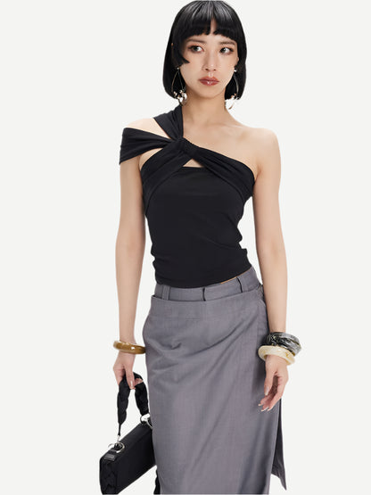 TINY IN knotted adjustable black top-MANS