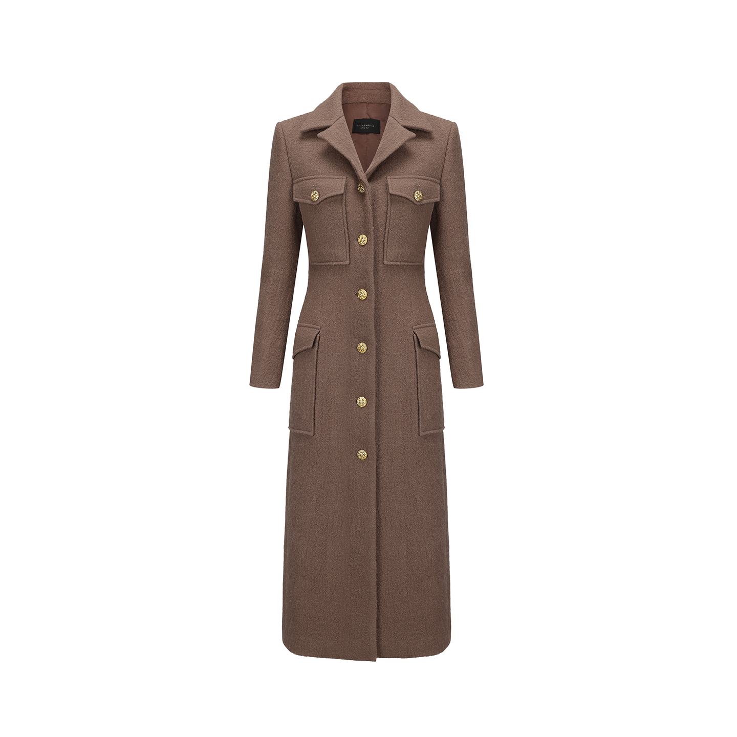 ATELIER MISS LU  Pocket Design Sheep Wool Slim Long Coat - ENID.