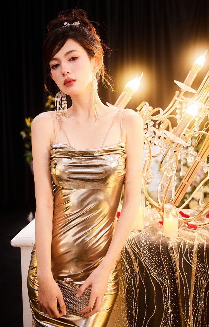 DOLLY Elegant Retro Backless Sleeveless One Shoulder Long Dress-MILA  (V)