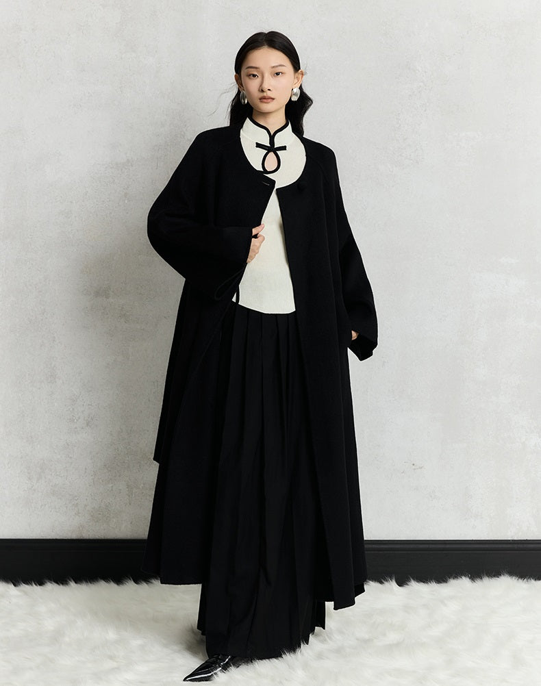 HECO Cheongsam Collar Hollow Buckle red black apricot Knitwear Slim Bottom - whom.