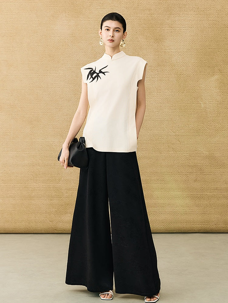 HECO Chinese Bamboo Leaf Print Short Sleeve T-Shirt - CHASE.