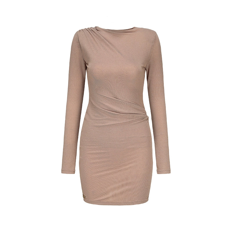 Le Palais Vintage Elegant Brown Aysmmetrical Wrap Short/ Long Dress-POA.