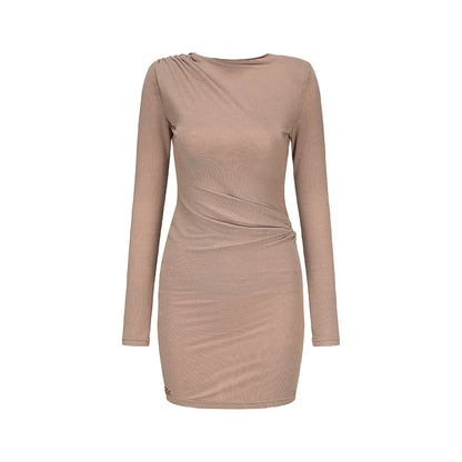 Le Palais Vintage Elegant Brown Aysmmetrical Wrap Short/ Long Dress-POA.