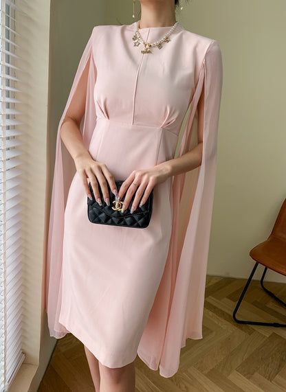 DOLLY Elegant Crew Neck Sleeveless Drape High Waist Wedding Guest Dress-LUNA