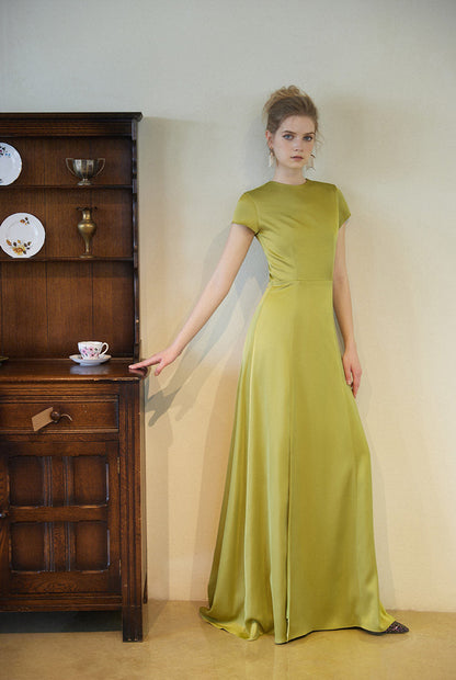 GOUDIN bridal short sleeves slim light luxury evening dress -TIAM.