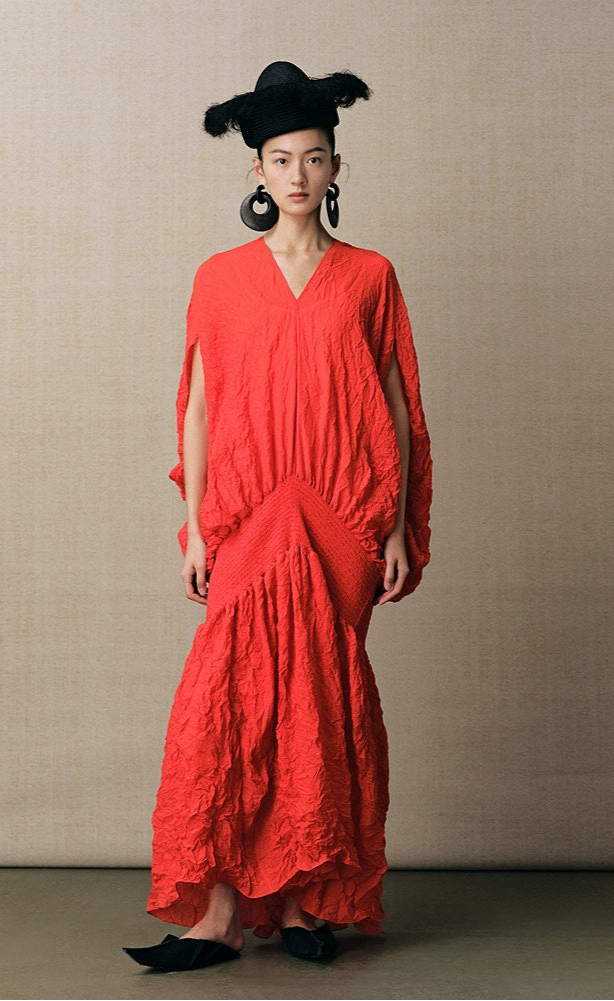 ZHUCHONGYUN  minimalist wrinkled long dress-ARIAH.