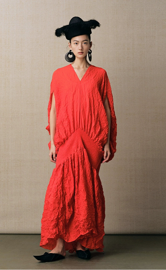 ZHUCHONGYUN  minimalist wrinkled long dress-ARIAH.