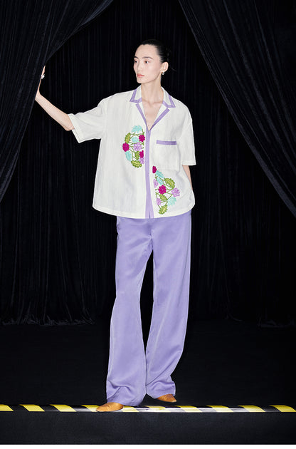 M essential Mackay designer embroidered colour-block roll-neck shirt pants set- jason.