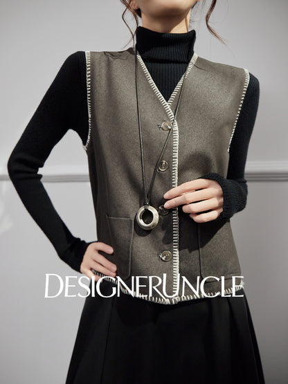 DGU|Leather Vest Light Luxury Commuting Loose and Versatile Design Shoulder Top - Stephan.