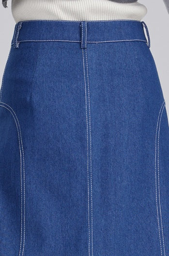 TINY IN large slit long three-dimensional denim skirt -MANNIE