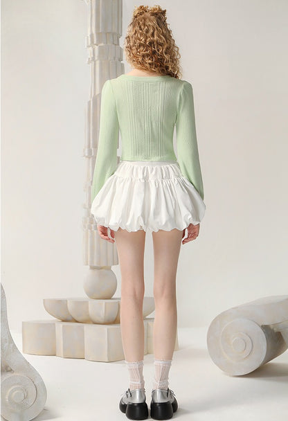 CHECOCRE Beautiful Three-dimensional Jacquard Butterfly Pullover Sweet Crop Top - ELLIE