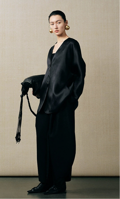ZHUCHONGYUN slanted V-neck natural drape midi jacket-KALLEN.