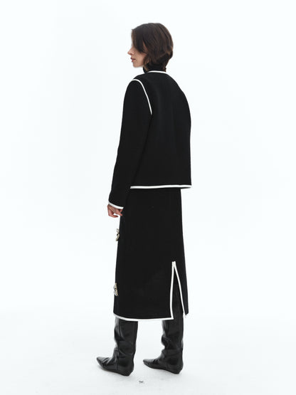 SERRER White High Waist Cotton Wool Blend Skirt - NADIA.