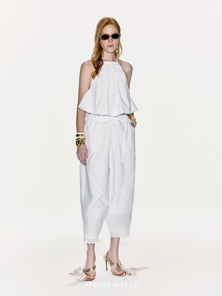 ATELIER MISS LU Lace Patchwork Silhouette Camisole Top - SAVIOR.