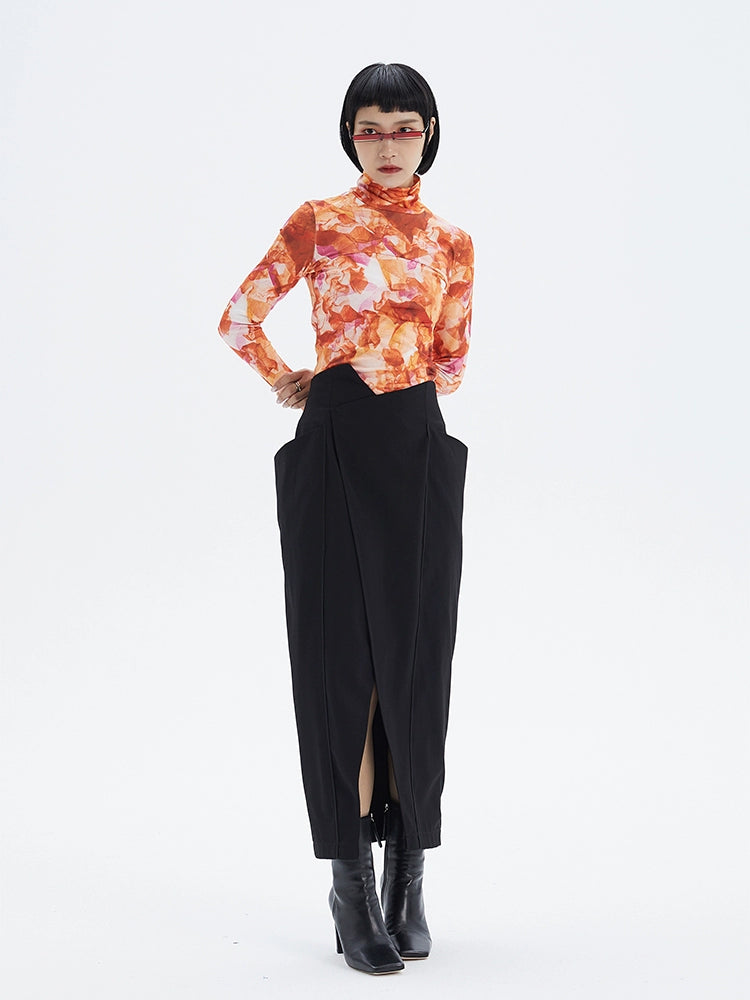 TINY IN art print t-shirt women's long sleeve slim top bodysuit -MACS