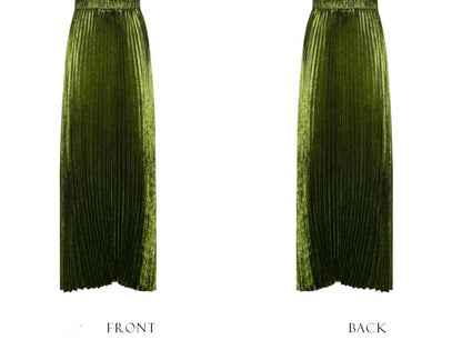 PURITY Emerald Green pressed pleated skirt- Edo