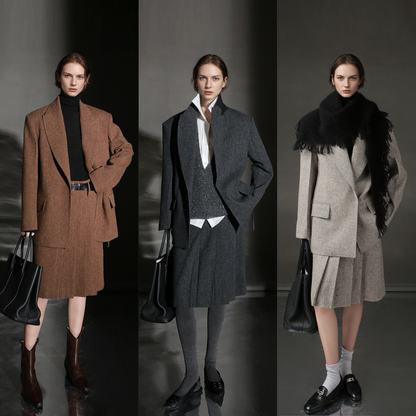 PIAOIN vintage woolen pleated premium skirt-LUCY