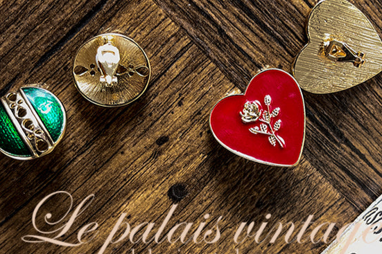 Le Palais Vintage Elegant Emerald Stud Earrings Ear Clip-Vine.