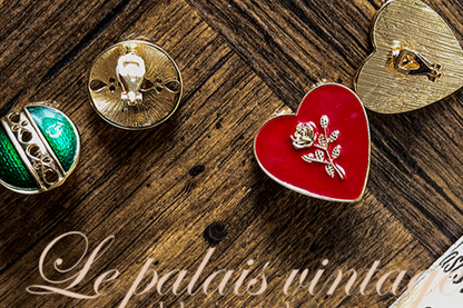 Le Palais Vintage Elegant Emerald Stud Earrings Ear Clip-Vine.