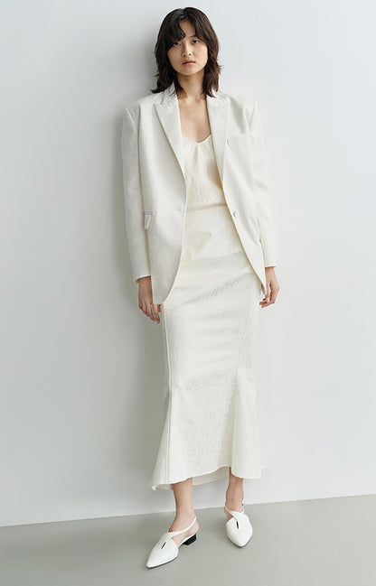 COMME MOI Lv Yan designer spring women's retro jacquard half-length fishtail dress - MARIA.