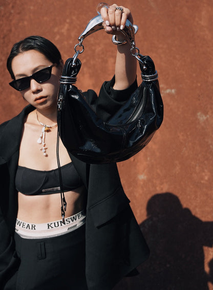 IUBALLET Silver Croissant Handle Armpit Bag - SAYS.