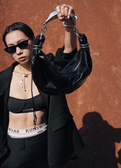 IUBALLET Silver Croissant Handle Armpit Bag - SAYS.