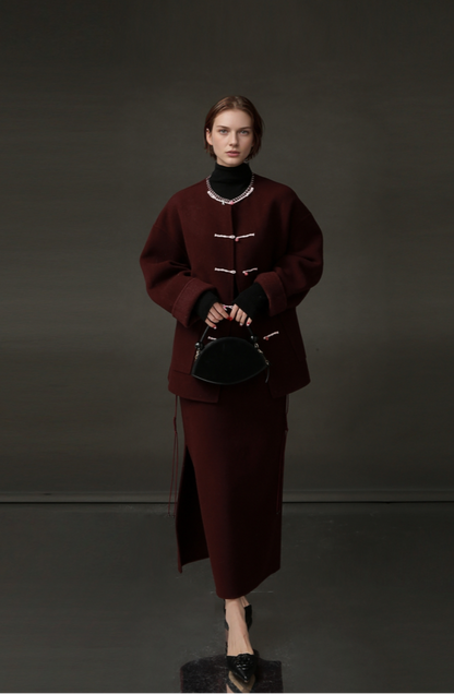 PIAOIN Elegant niche national style design sense woolen jacket -SENA