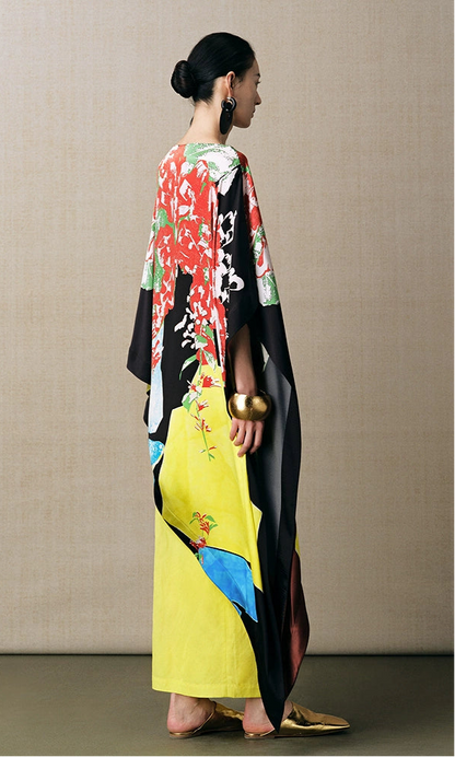 ZHUCHONGYUN summer Chinese cape style loose silk printed top--YAKI.