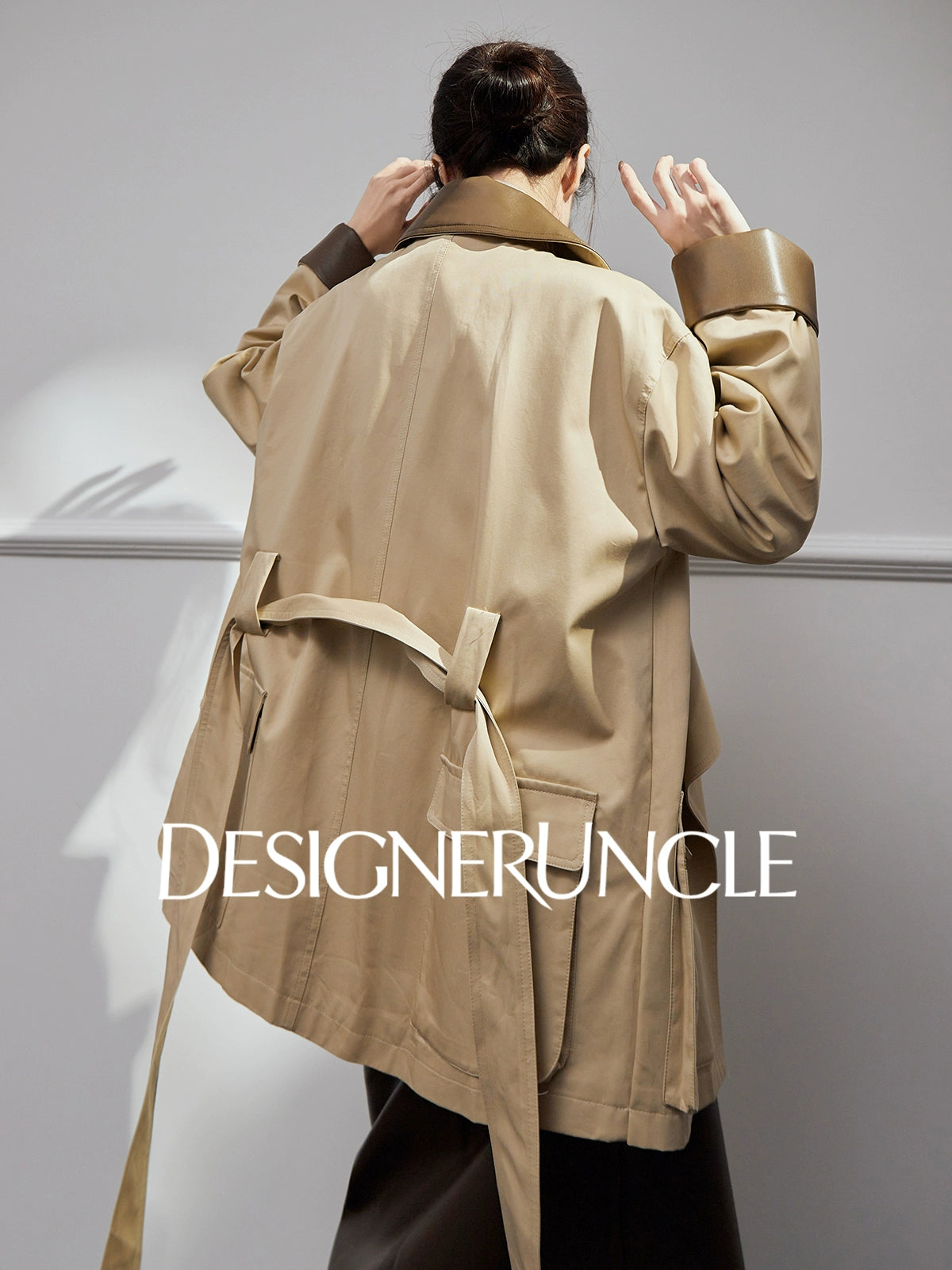 DGU "Oak" Korean trench mid-length loose British style high-end jacket - David.