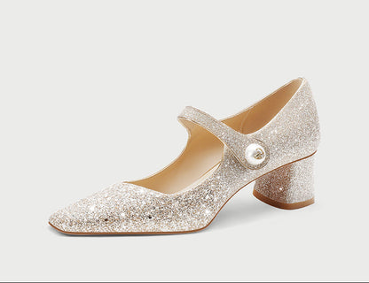 Pjjuu Mary Jane French Small Fragrance Wind Block Heel - GRACE