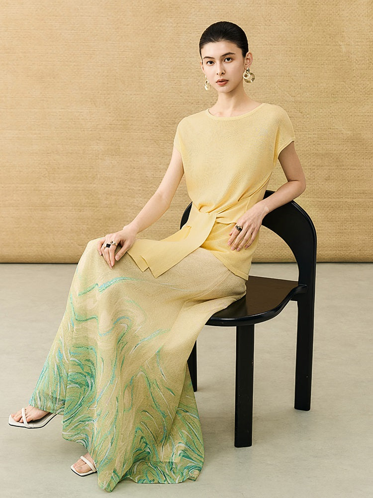 HECO Chinese Style Gradient Print Summer Temperament Charm Skirt - ZADE.