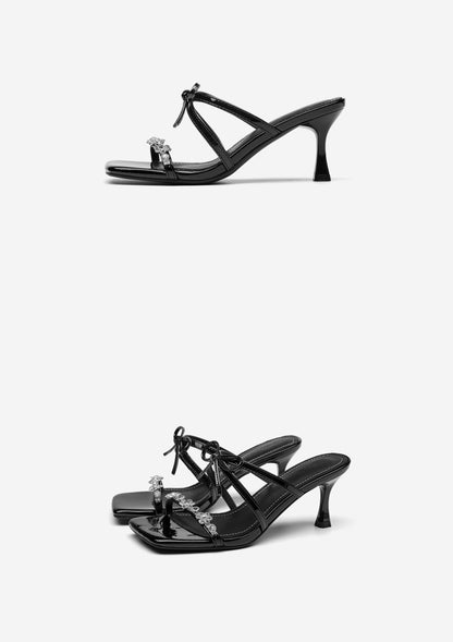 SHOESZOOO Rhinestone Strap Open Toe Sandal Heel - EXTRA.