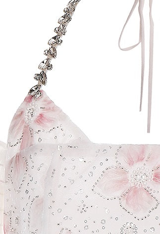 Wardrobes by Chen Elegant Pink Halter Long Sleeve Flower Dinner bridal Dress-Gika