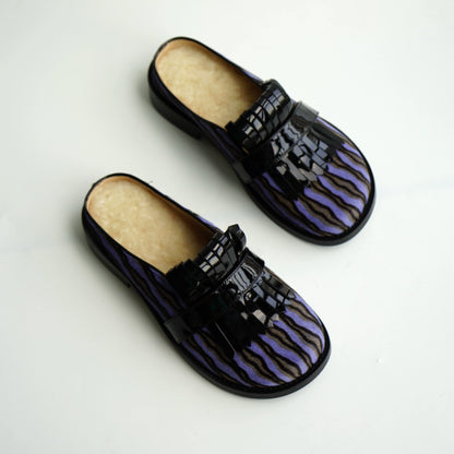 B-FEI horsehair slip-on shoes-GOJO.