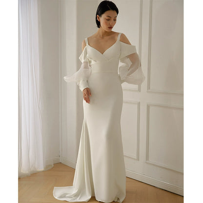 GOUDIN white high-quality texture elegant light luxury evening dress-CAS.