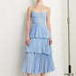 DPLAY Light Luxury Sky Blue Pressed Cake layer Dress - Ami