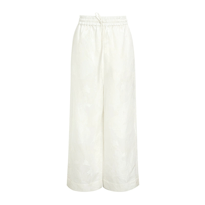 ZHUCHONGYUN summer white glossy straight trousers-SHMURDA.